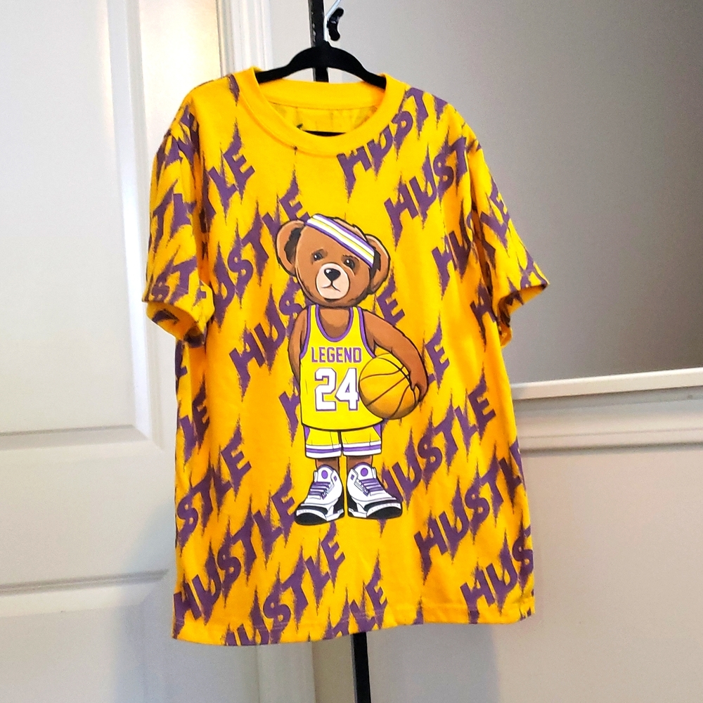 Hustle OG Bear Kobe Legend Bailey Apparel Graphic T Shirt Kid Size 5/6 NWOT